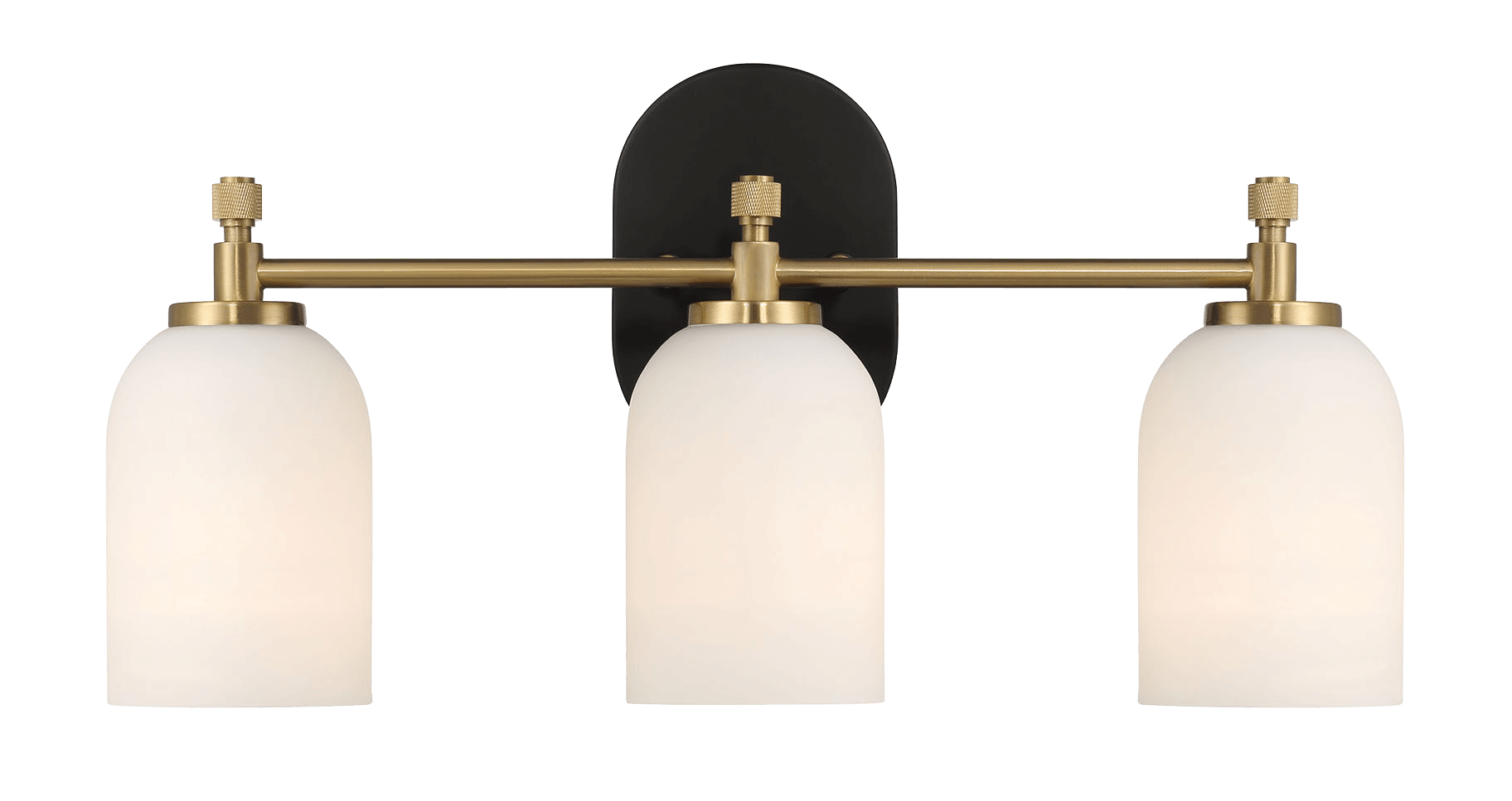 Meadows Three Lights Vanity Brushed Gold Bathroom Wall Light for Bathroom Over Mirror 20.5"W × 10.125"H × 5.5"E with White Frosted Glass - WLL03900501