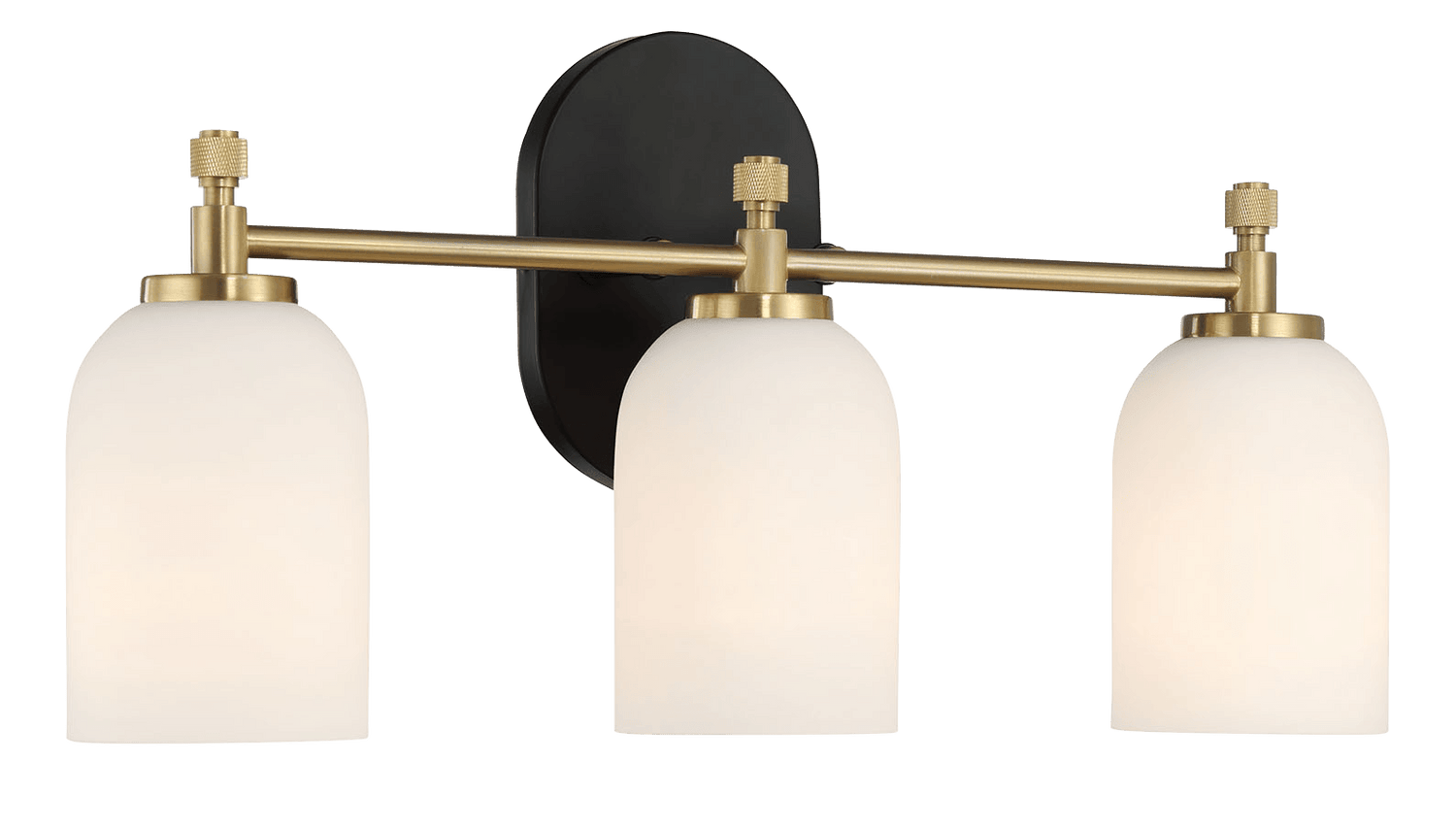 Meadows Three Lights Vanity Brushed Gold Bathroom Wall Light for Bathroom Over Mirror 20.5"W × 10.125"H × 5.5"E with White Frosted Glass - WLL03900501
