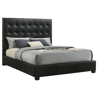 Medley Genuine Leather Eastern King Platform Bed Black - 315911BLKKE