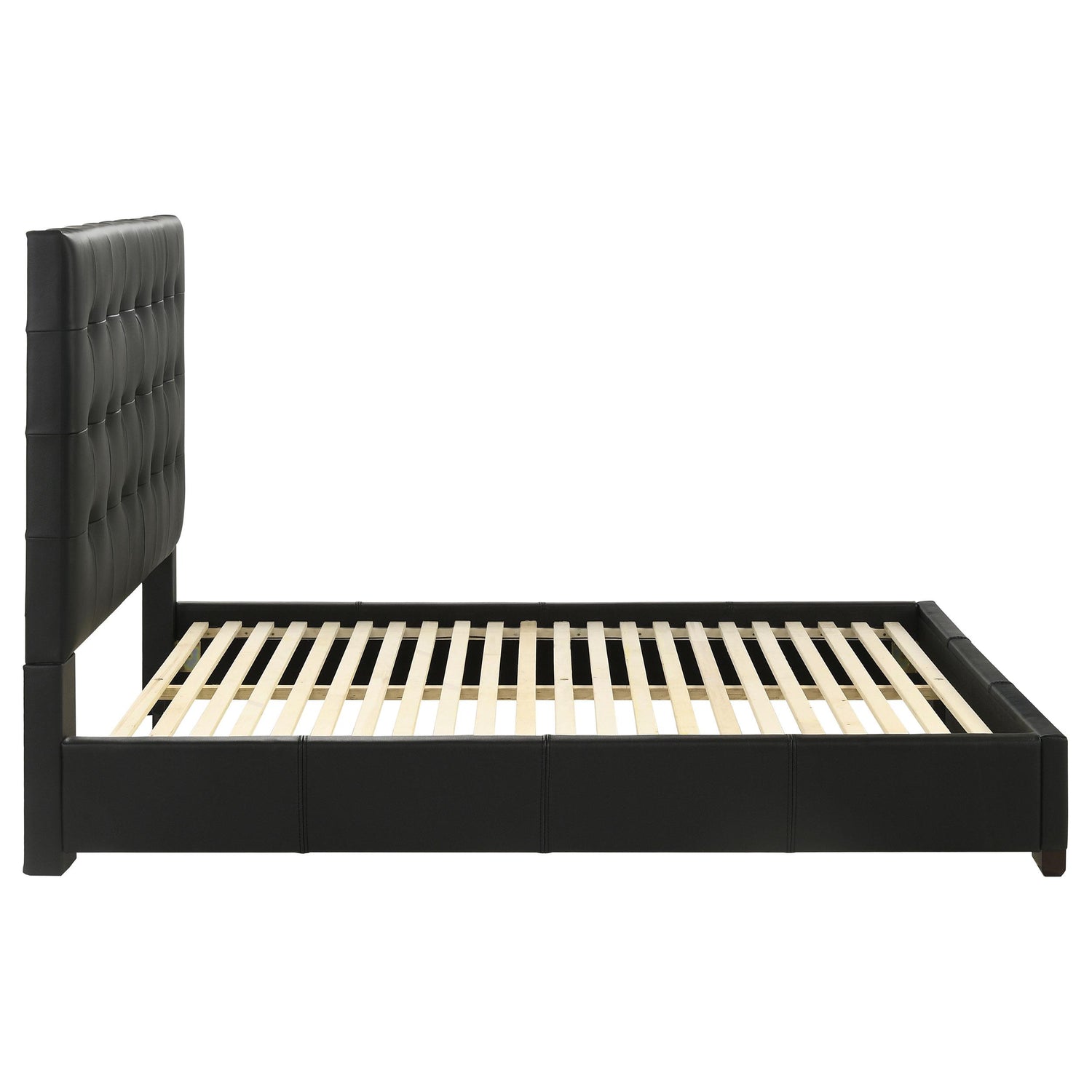 Medley Genuine Leather Eastern King Platform Bed Black - 315911BLKKE