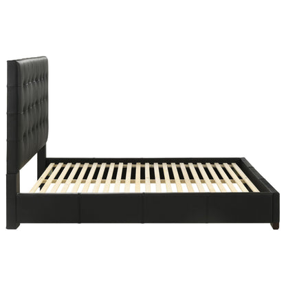Medley Genuine Leather Eastern King Platform Bed Black - 315911BLKKE