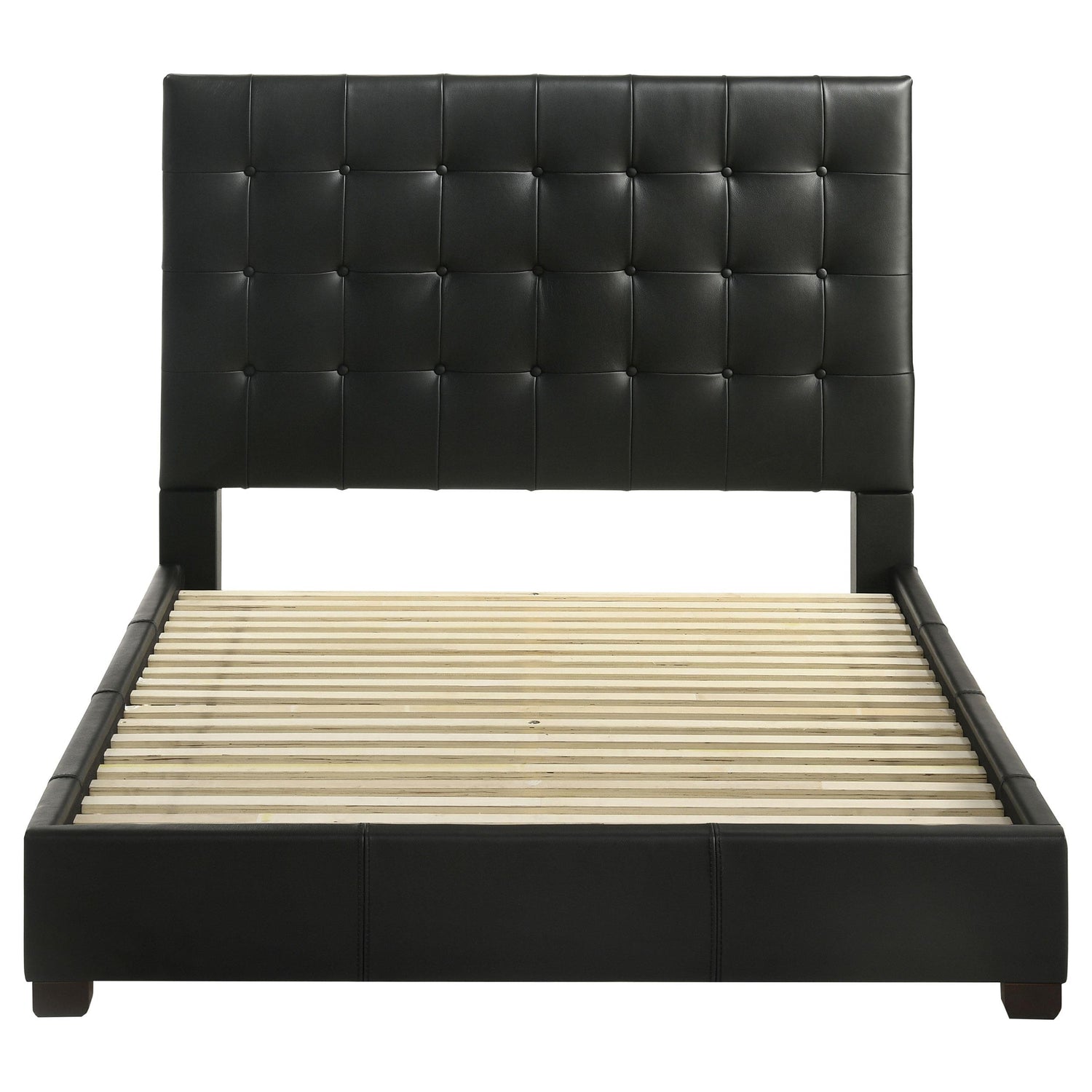 Medley Genuine Leather Queen Panel Platform Bed Black - 315911BLKQ