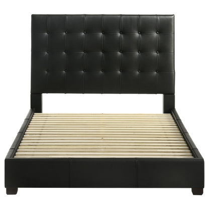 Medley Genuine Leather Queen Panel Platform Bed Black - 315911BLKQ