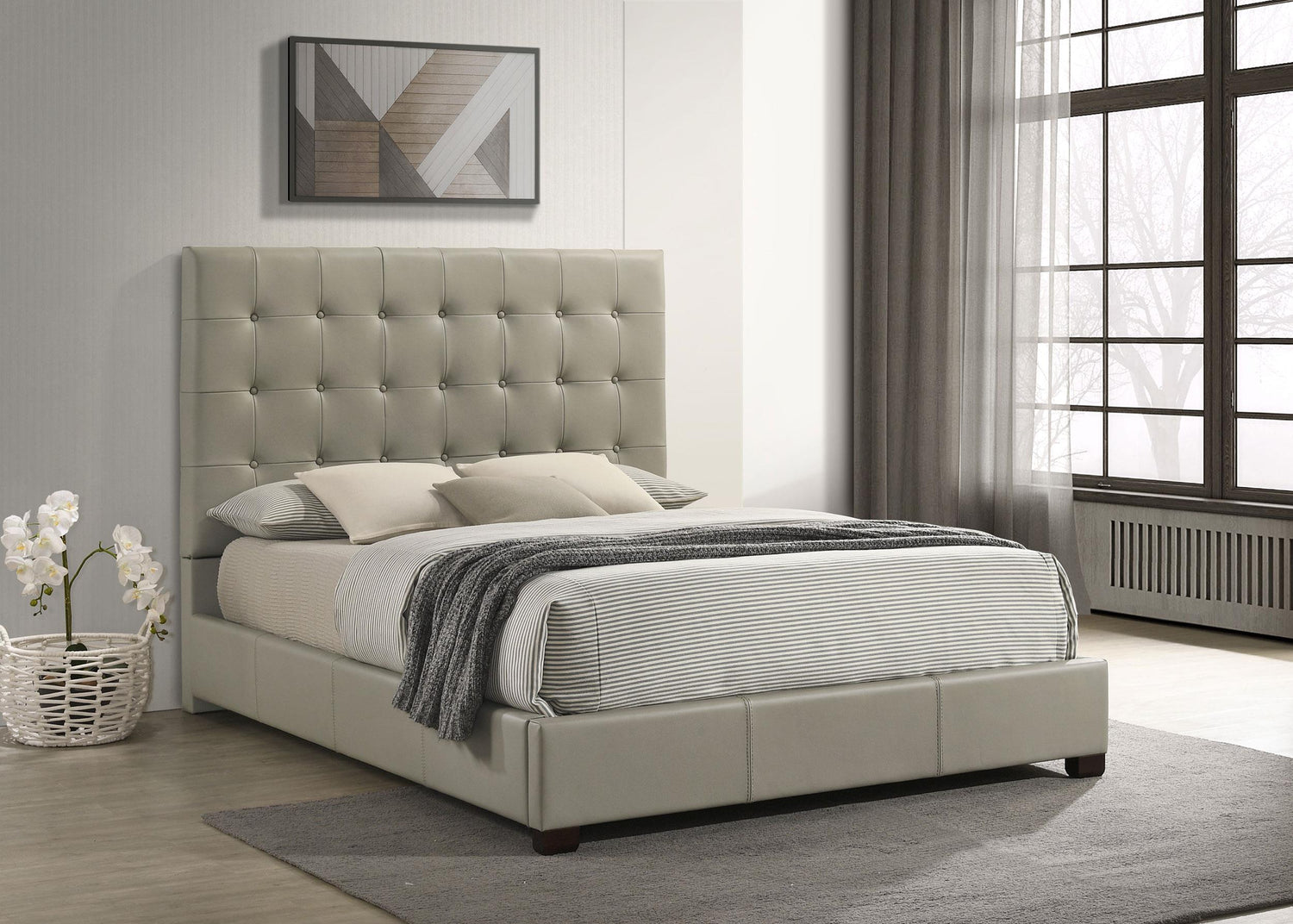 Medley Genuine Leather Queen Panel Platform Bed Tan - 315911TANQ