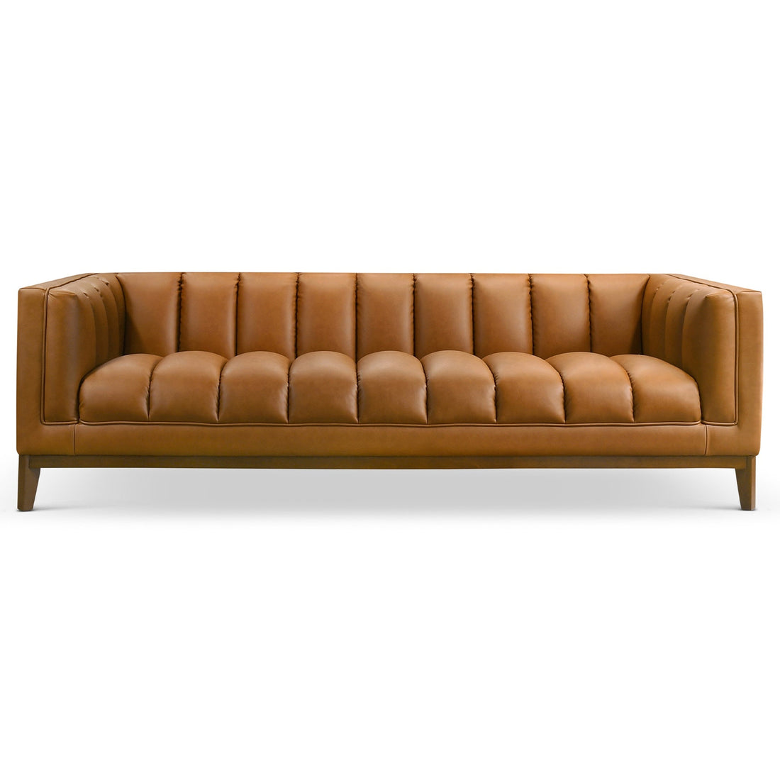 Melissa Mid-Century Cognac Vegan Leather Modern Sofa - SOF00402211