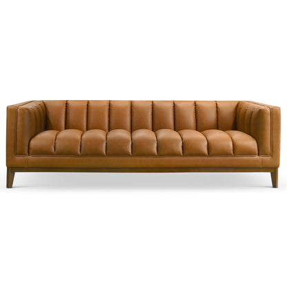 Melissa Mid-Century Cognac Vegan Leather Modern Sofa - SOF00402211