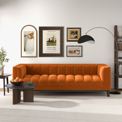 Melissa Mid-Century Orange Velvet Modern Sofa - SOF00402203