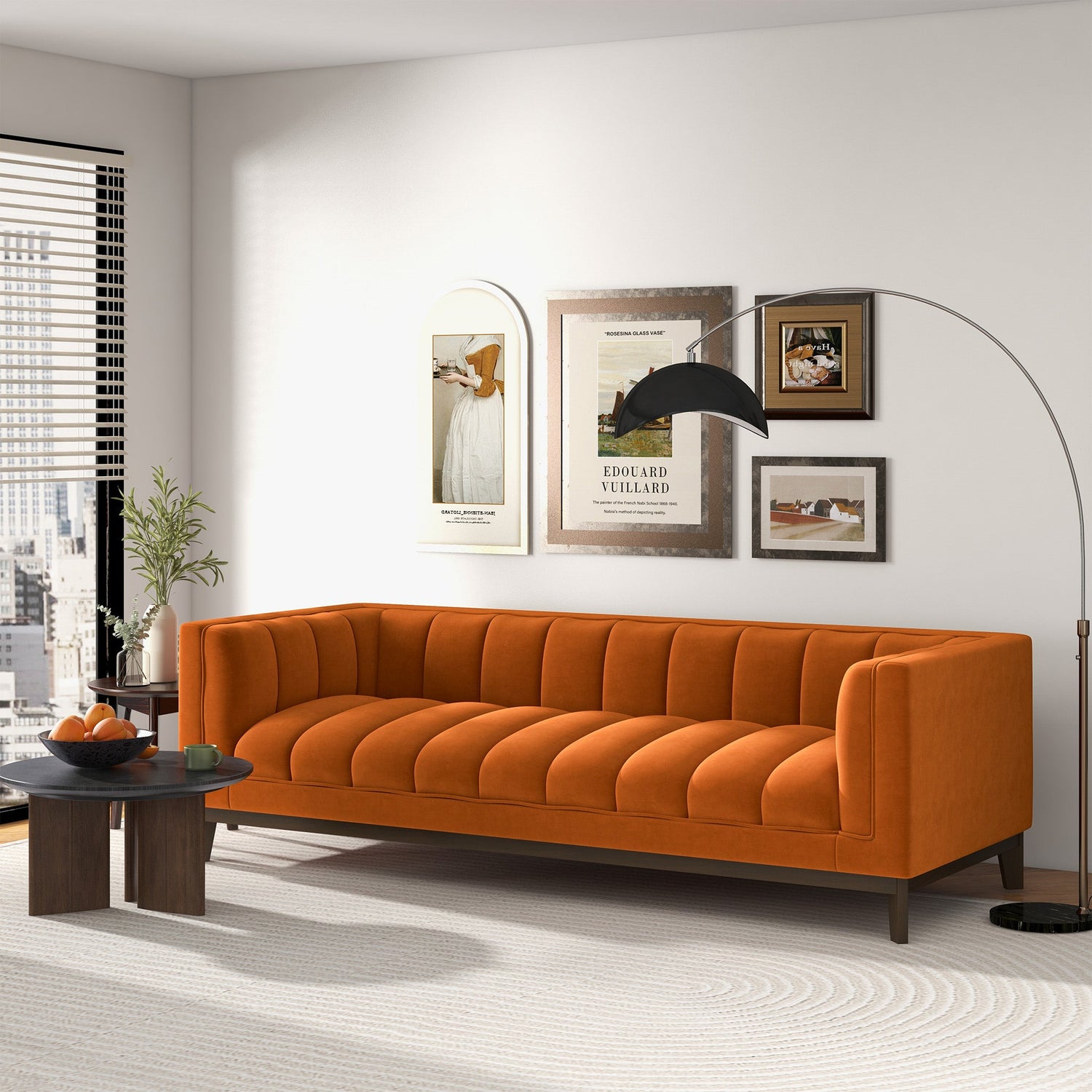 Melissa Mid-Century Orange Velvet Modern Sofa - SOF00402203