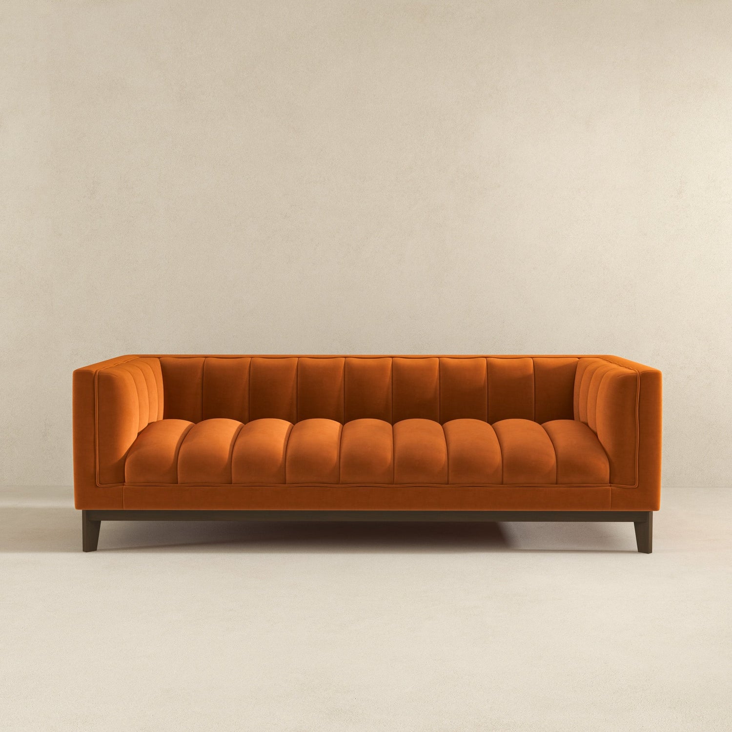 Melissa Mid-Century Orange Velvet Modern Sofa - SOF00402203