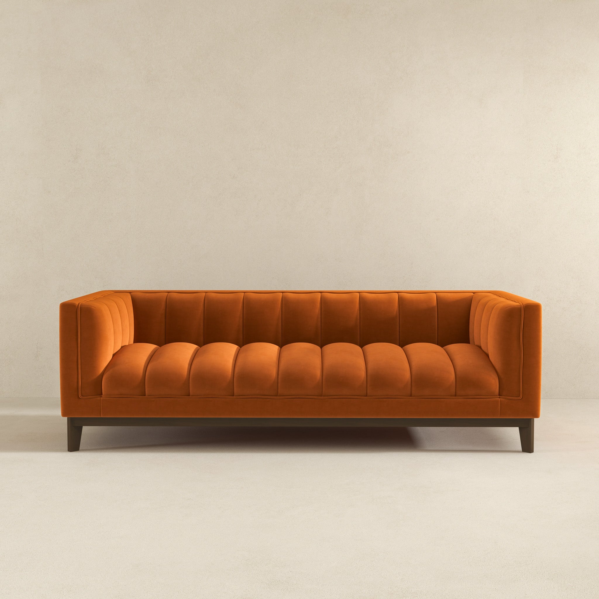 Melissa Mid-Century Orange Velvet Modern Sofa - SOF00402203