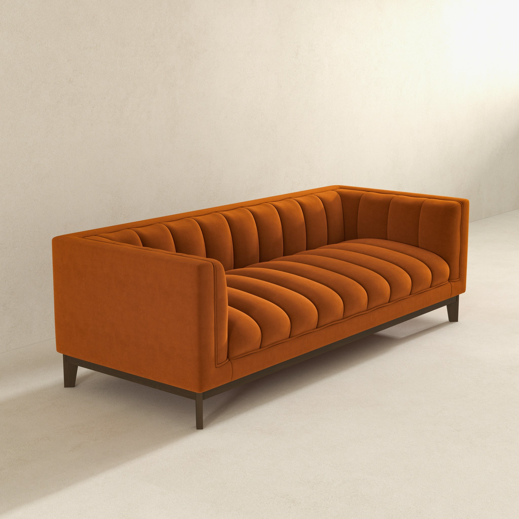 Melissa Mid-Century Orange Velvet Modern Sofa - SOF00402203
