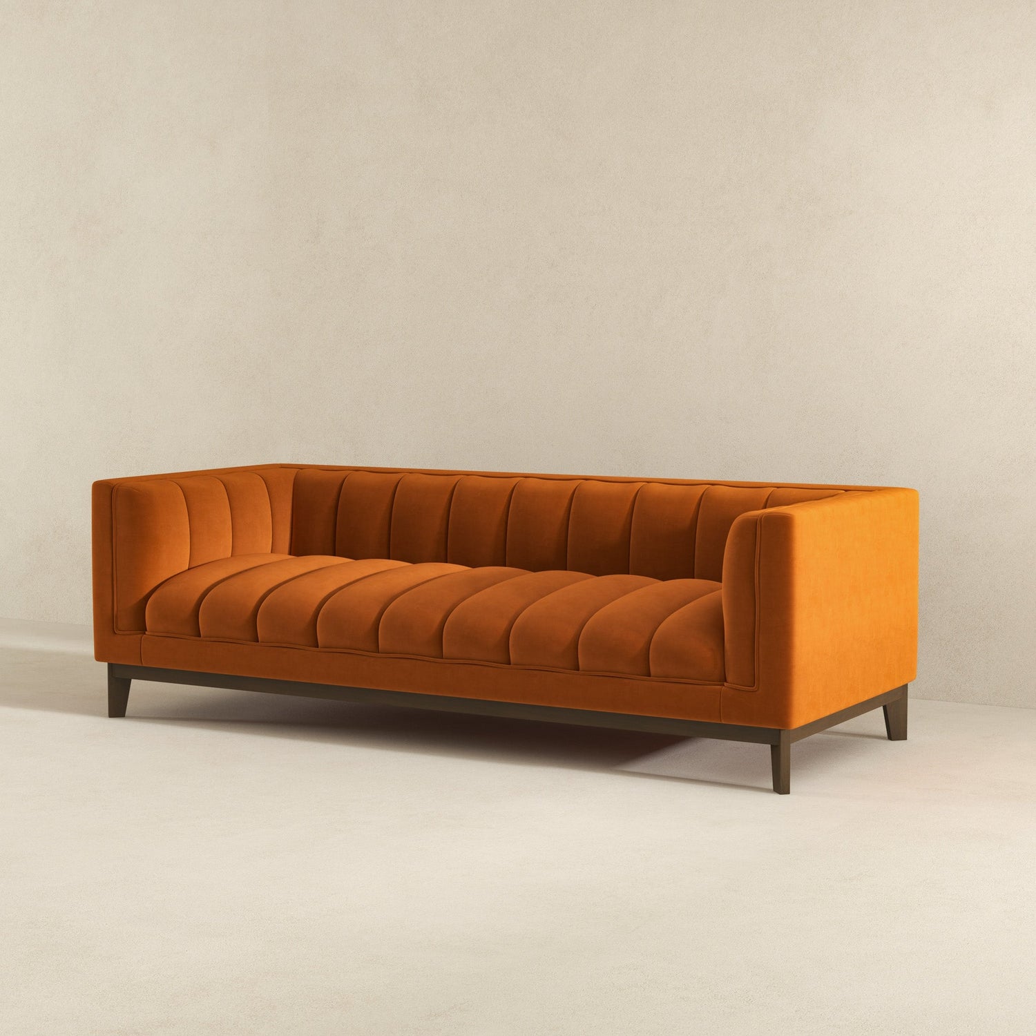 Melissa Mid-Century Orange Velvet Modern Sofa - SOF00402203