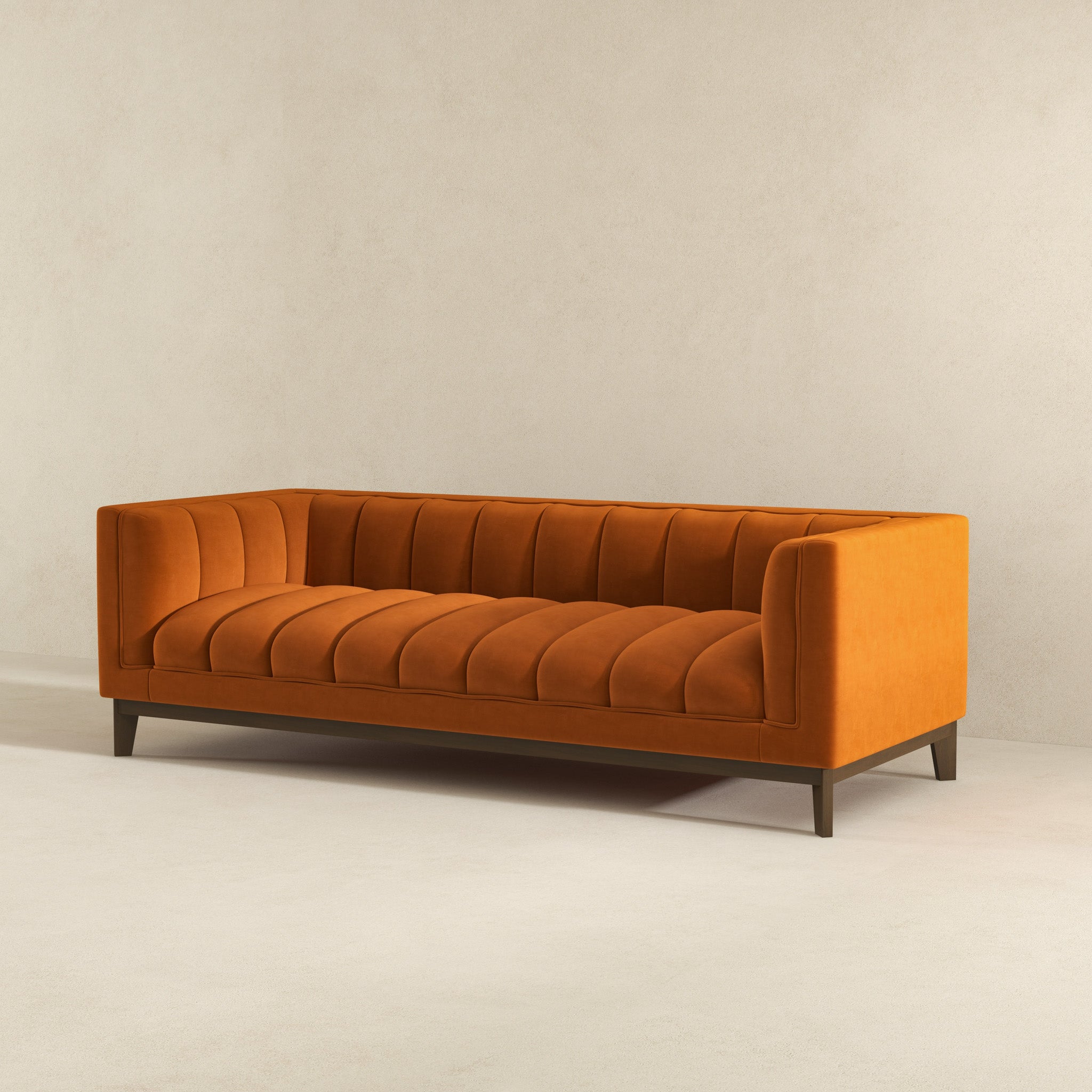 Melissa Mid-Century Orange Velvet Modern Sofa - SOF00402203