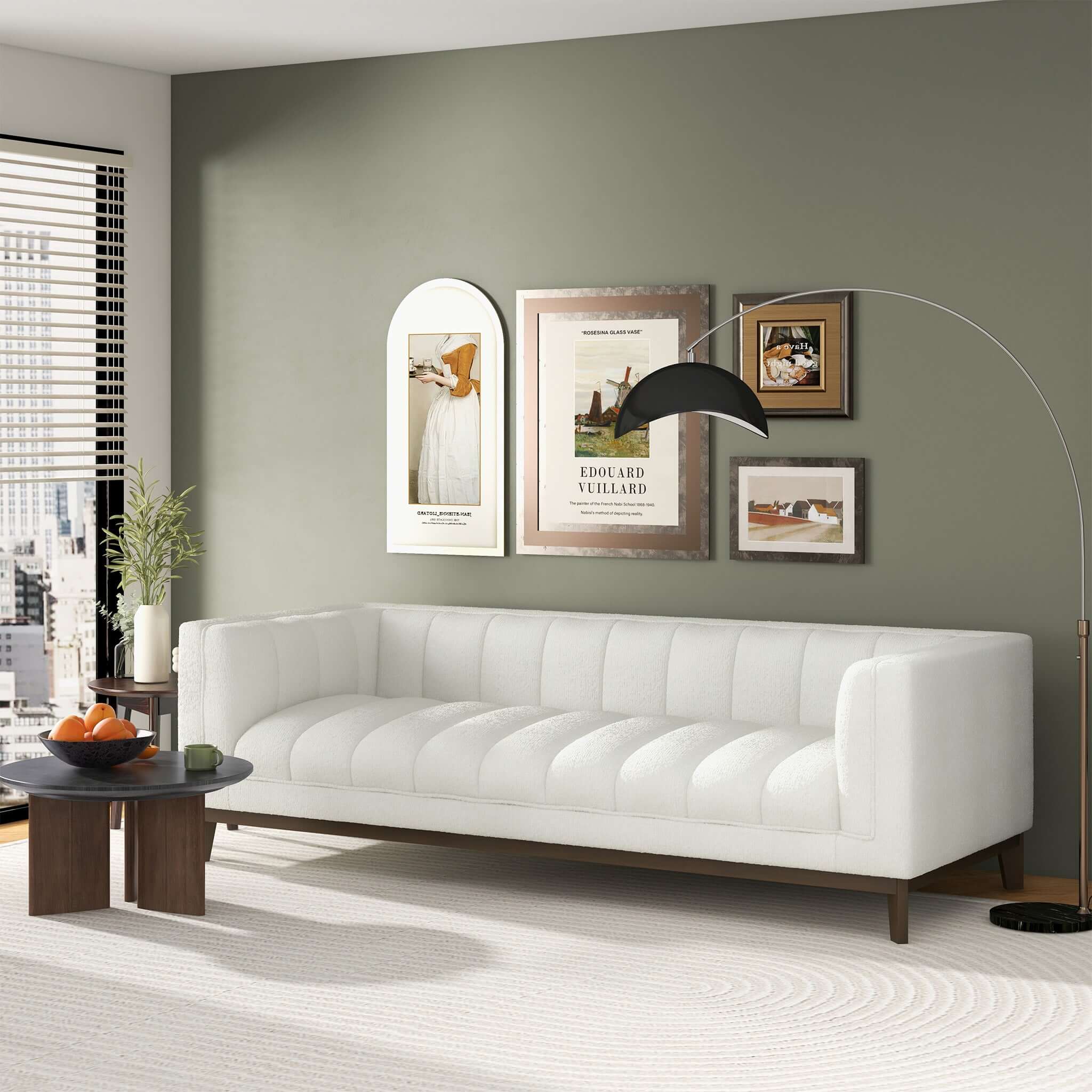 Melissa Mid-Century White Boucle Modern Sofa - SOF00402201