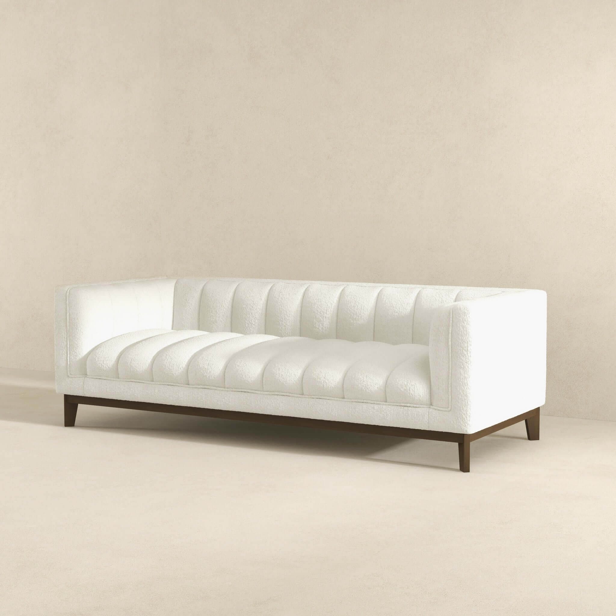 Melissa Mid-Century White Boucle Modern Sofa - SOF00402201