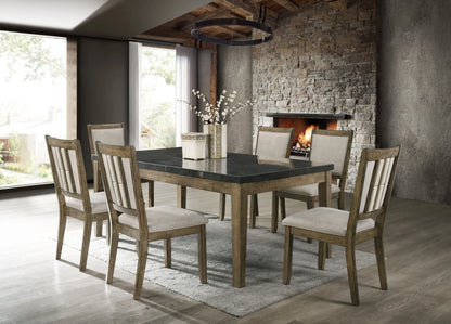 Melstone - (GENUINE MARBLE) Table &amp; 6-Chairs - MELSTONE