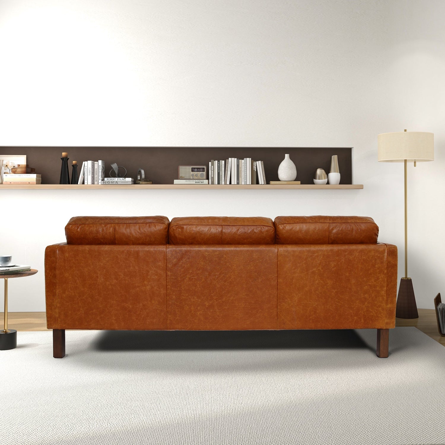 Memphis Waxy Cognac Leather Sofa - SOF00105501
