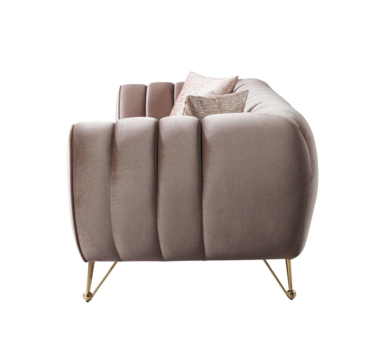 Merida Coffee Velvet Sofa &amp; Loveseat - MERIDACOFFEE-SL