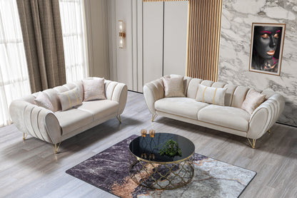 Merida Ivory Velvet Sofa &amp; Loveseat - MERIDAIVORY-SL