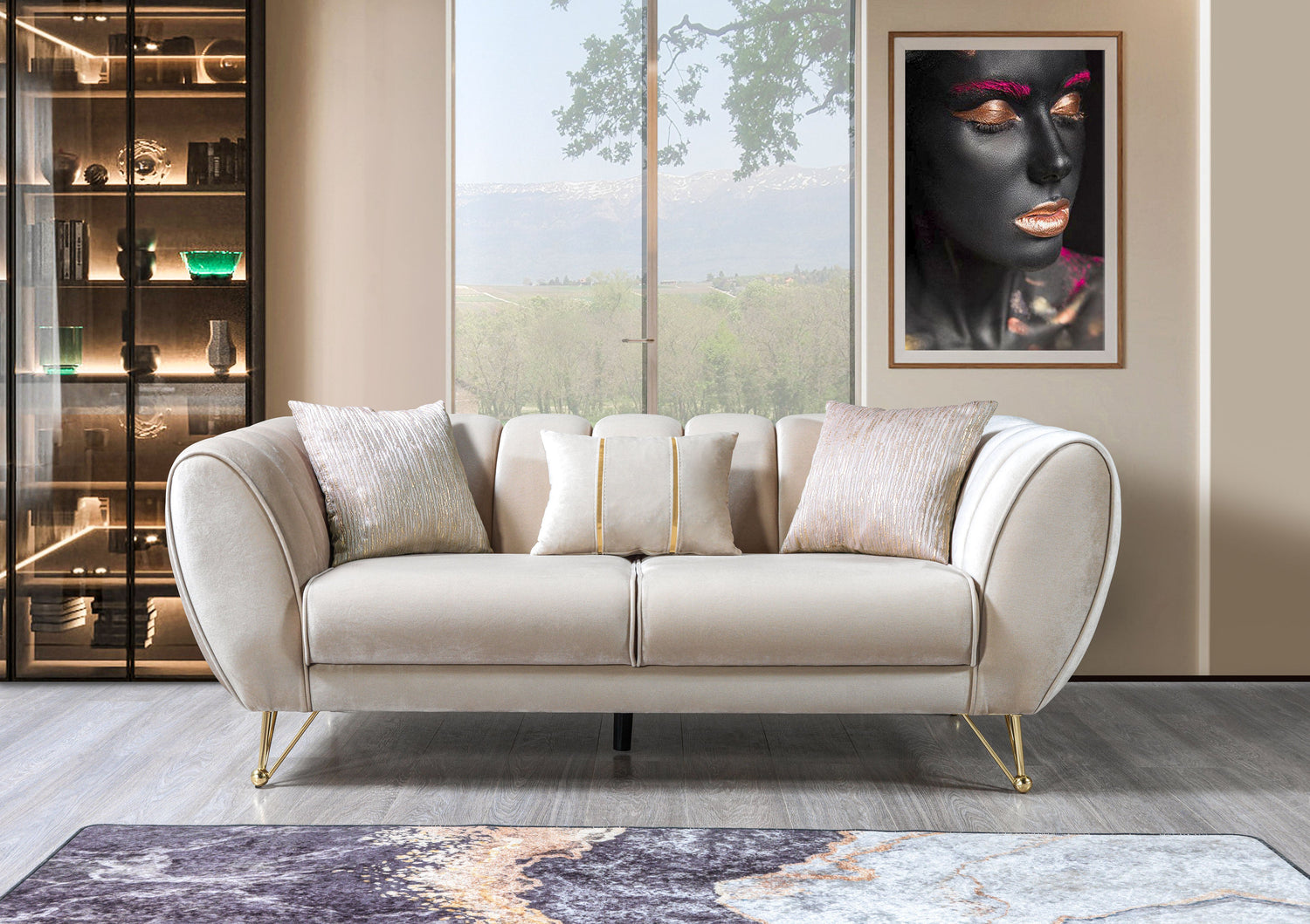 Merida Ivory Velvet Sofa &amp; Loveseat - MERIDAIVORY-SL