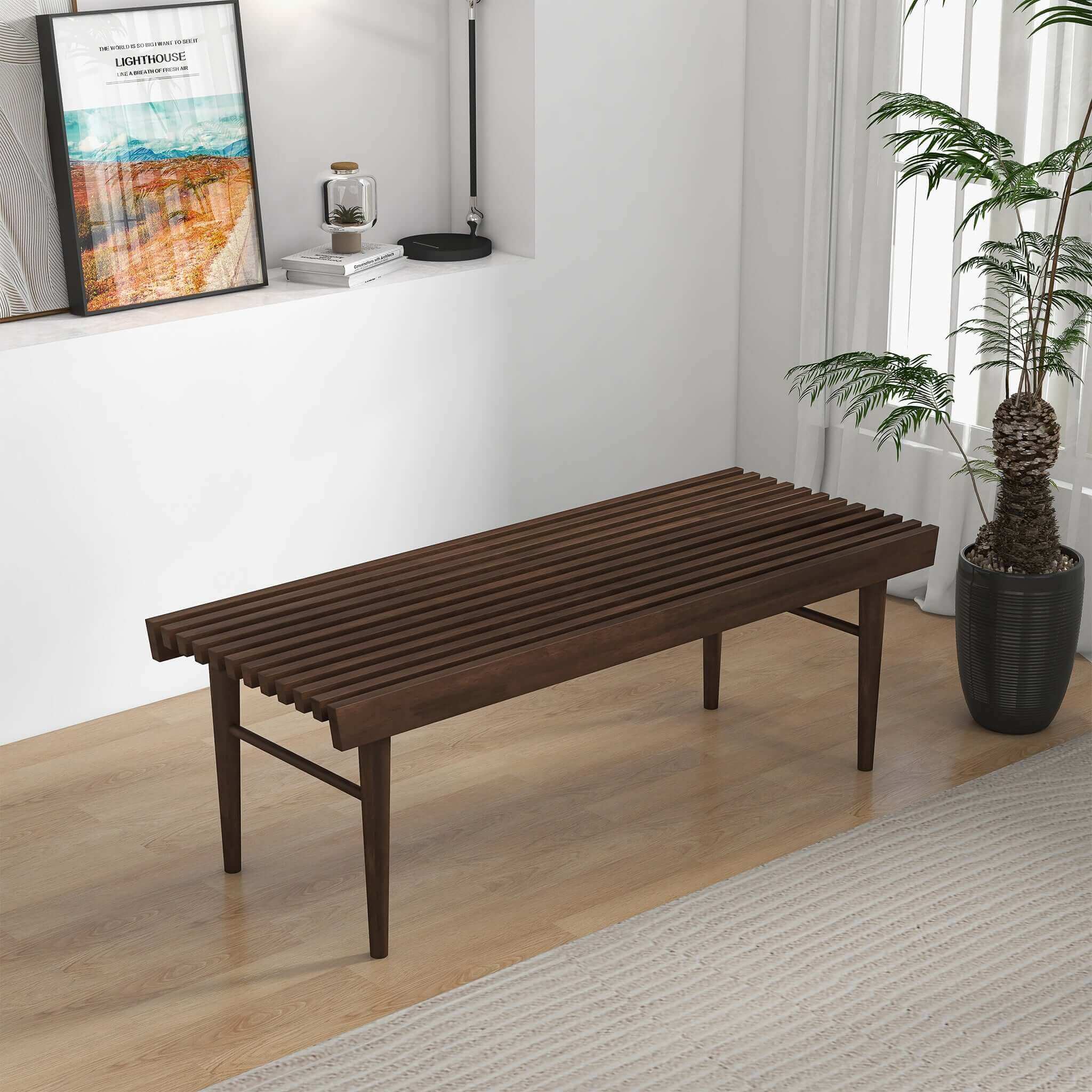 Mia Mid Century Modern Solid Wood Bench - BEN00601601