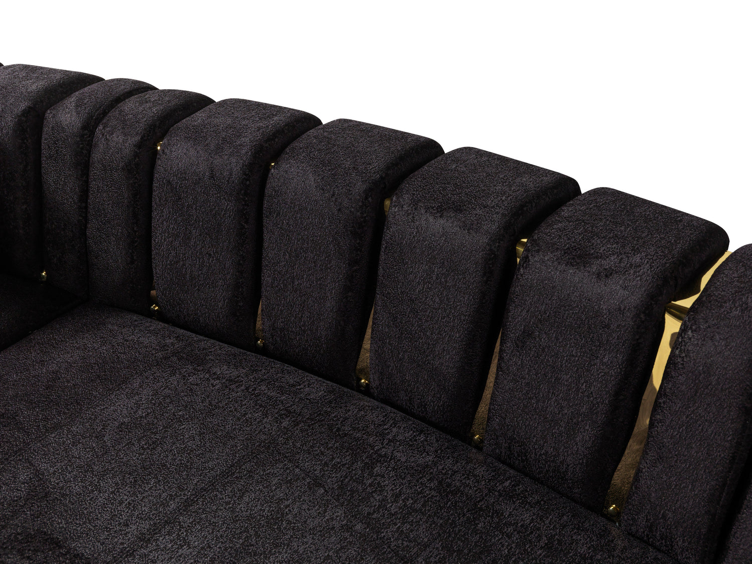 Michelle Black Velvet 3-Piece Curved 165" Sectional [ETA: 3/15] - MICHELLEBK-SEC3