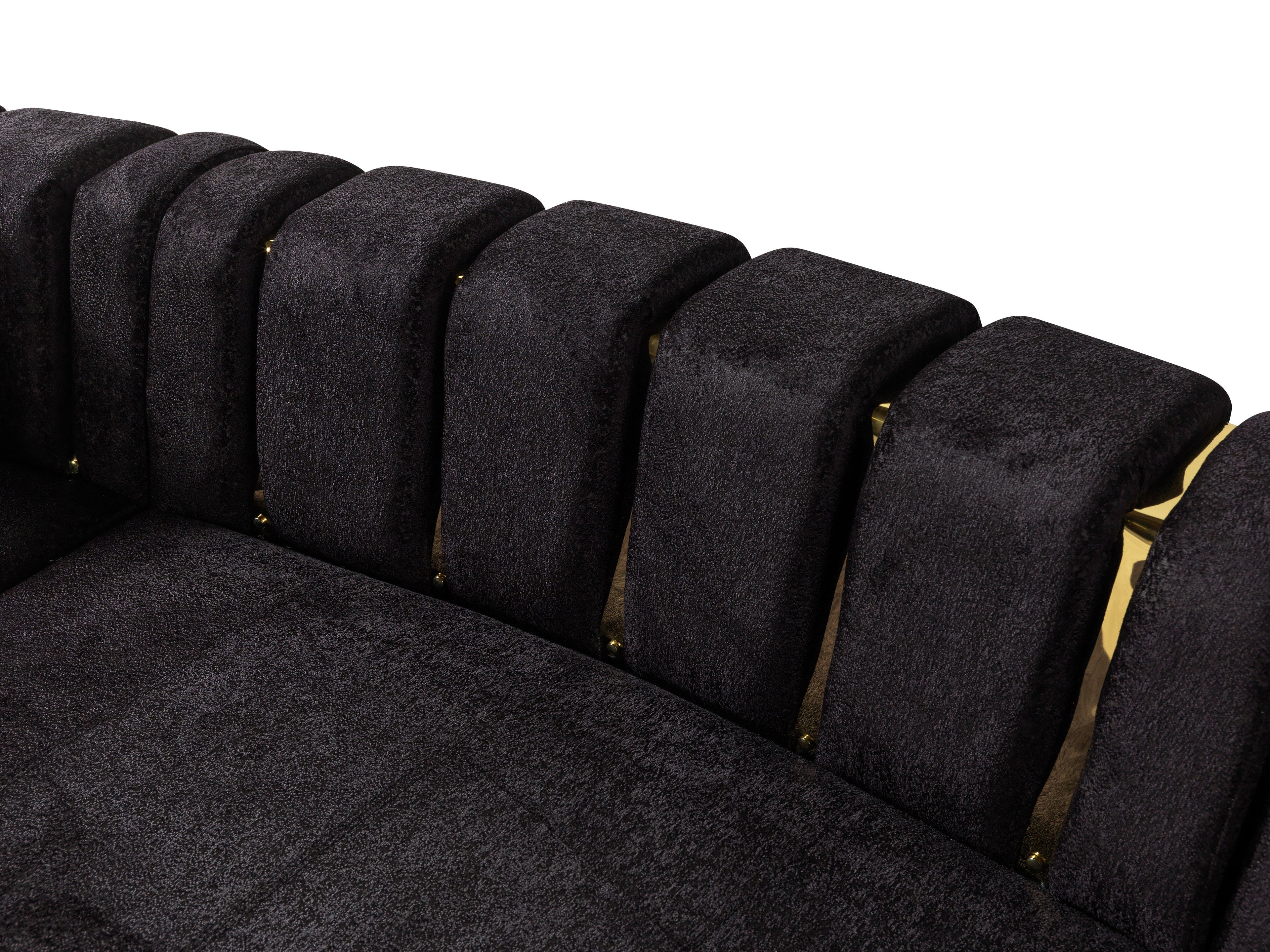 Michelle Black Velvet 3-Piece Curved 165" Sectional [ETA: 3/15] - MICHELLEBK-SEC3