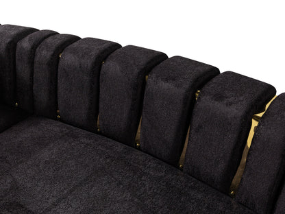Michelle Black Velvet 3-Piece Curved 165" Sectional [ETA: 3/15] - MICHELLEBK-SEC3