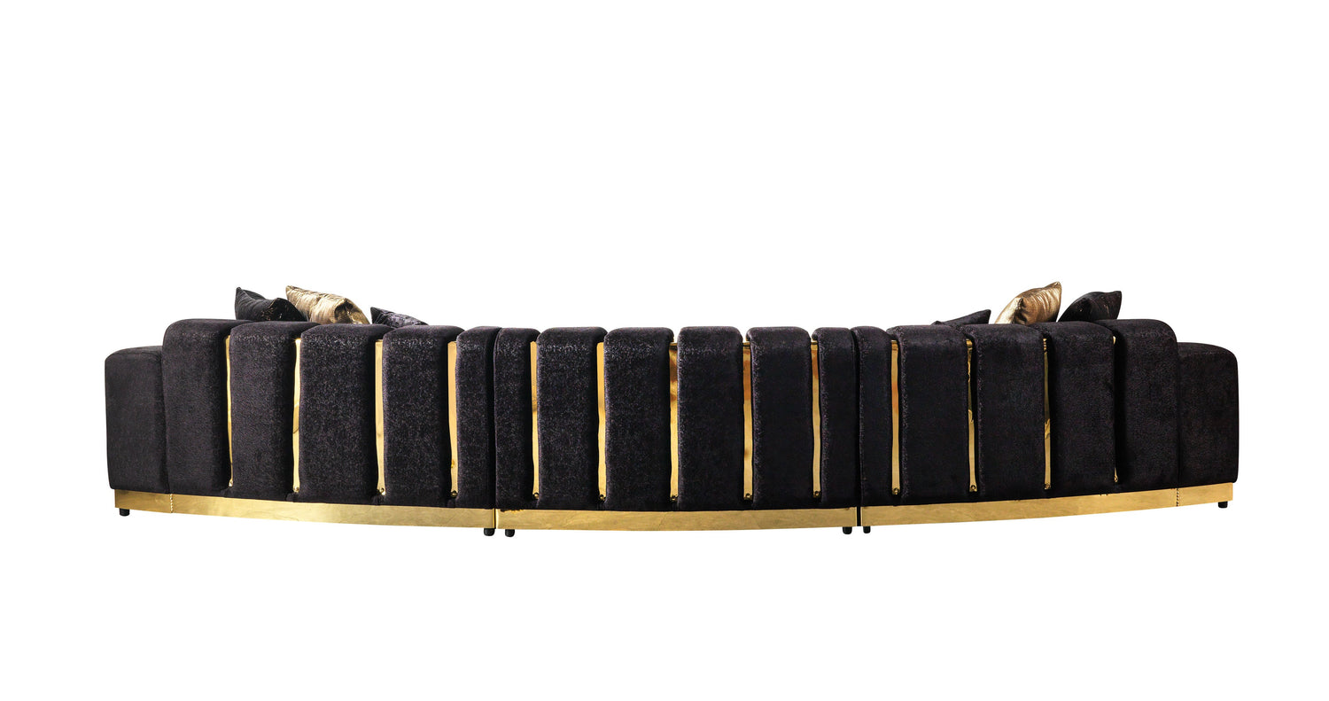 Michelle Black Velvet 3-Piece Curved 165" Sectional [ETA: 3/15] - MICHELLEBK-SEC3