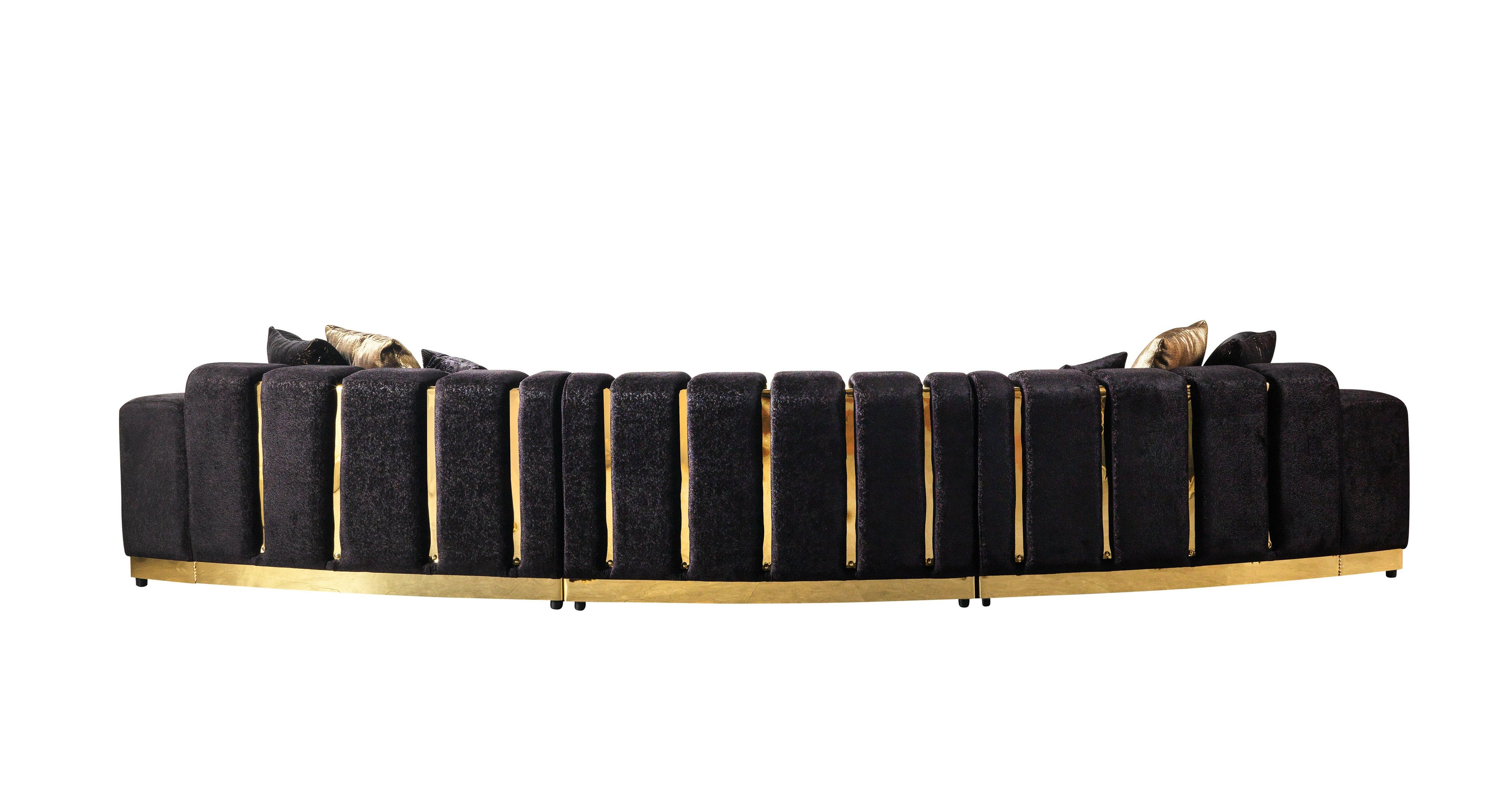 Michelle Black Velvet 3-Piece Curved 165" Sectional [ETA: 3/15] - MICHELLEBK-SEC3