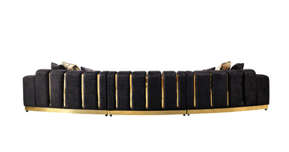 Michelle Black Velvet 3-Piece Curved 165" Sectional [ETA: 3/15] - MICHELLEBK-SEC3