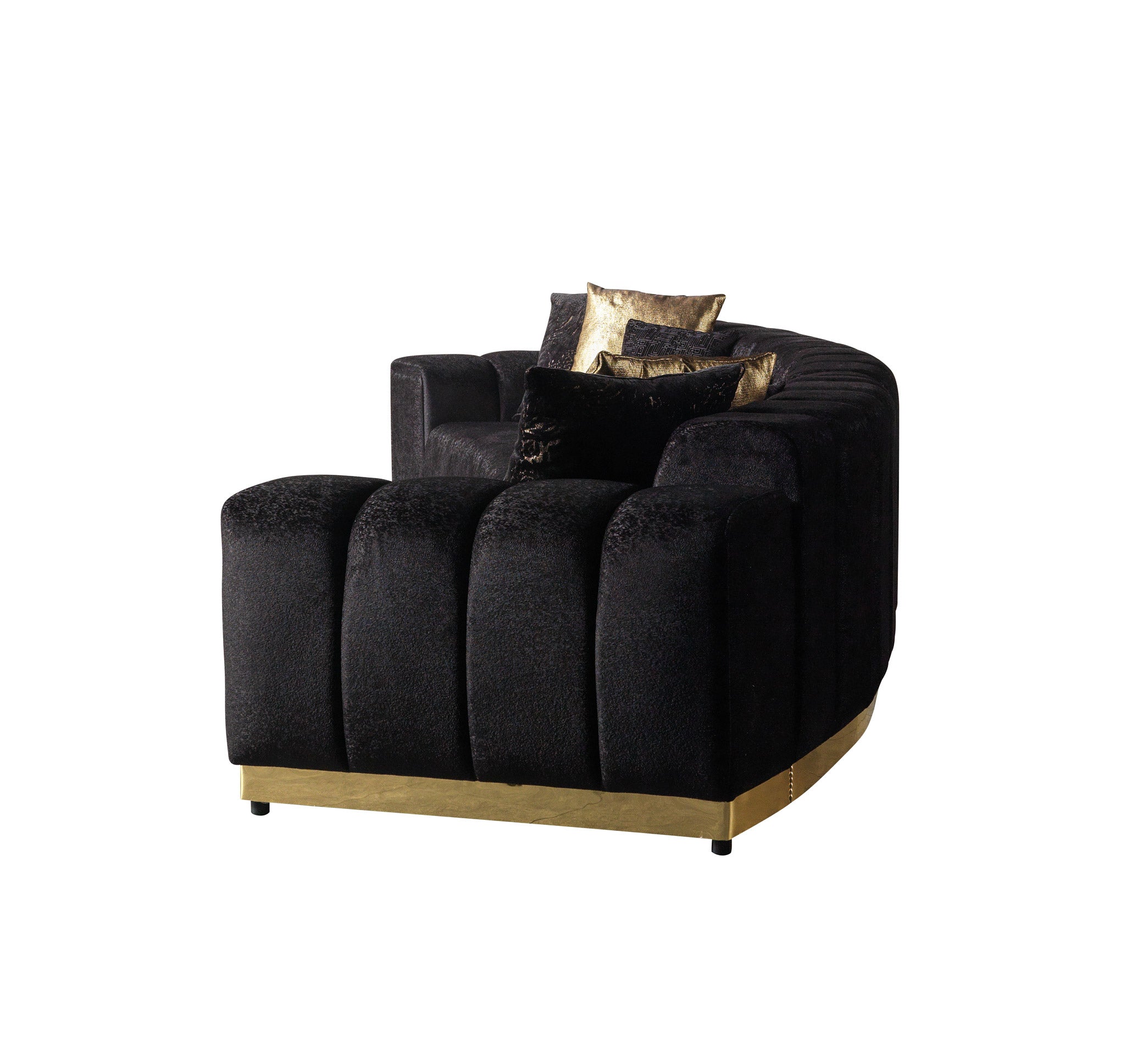 Michelle Black Velvet 3-Piece Curved 165" Sectional [ETA: 3/15] - MICHELLEBK-SEC3