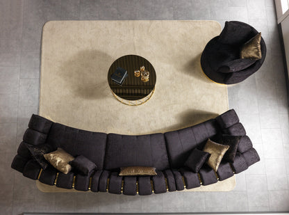 Michelle Black Velvet 3-Piece Curved 165" Sectional [ETA: 3/15] - MICHELLEBK-SEC3