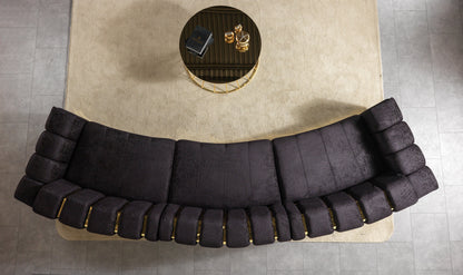 Michelle Black Velvet 3-Piece Curved 165" Sectional [ETA: 3/15] - MICHELLEBK-SEC3