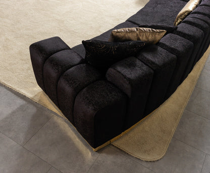 Michelle Black Velvet 3-Piece Curved 165" Sectional [ETA: 3/15] - MICHELLEBK-SEC3