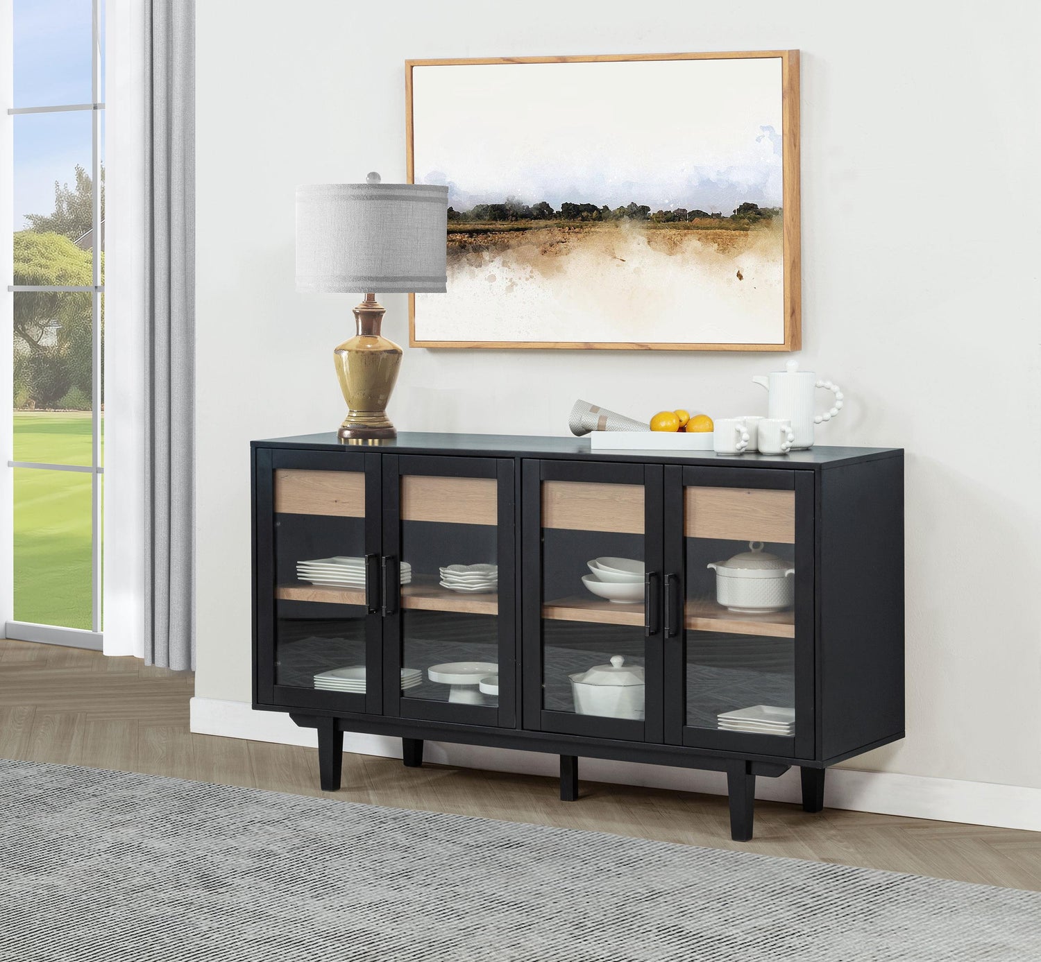 Middleton 4-door Sideboard Server with Dual Drawers Black - 108545BLK
