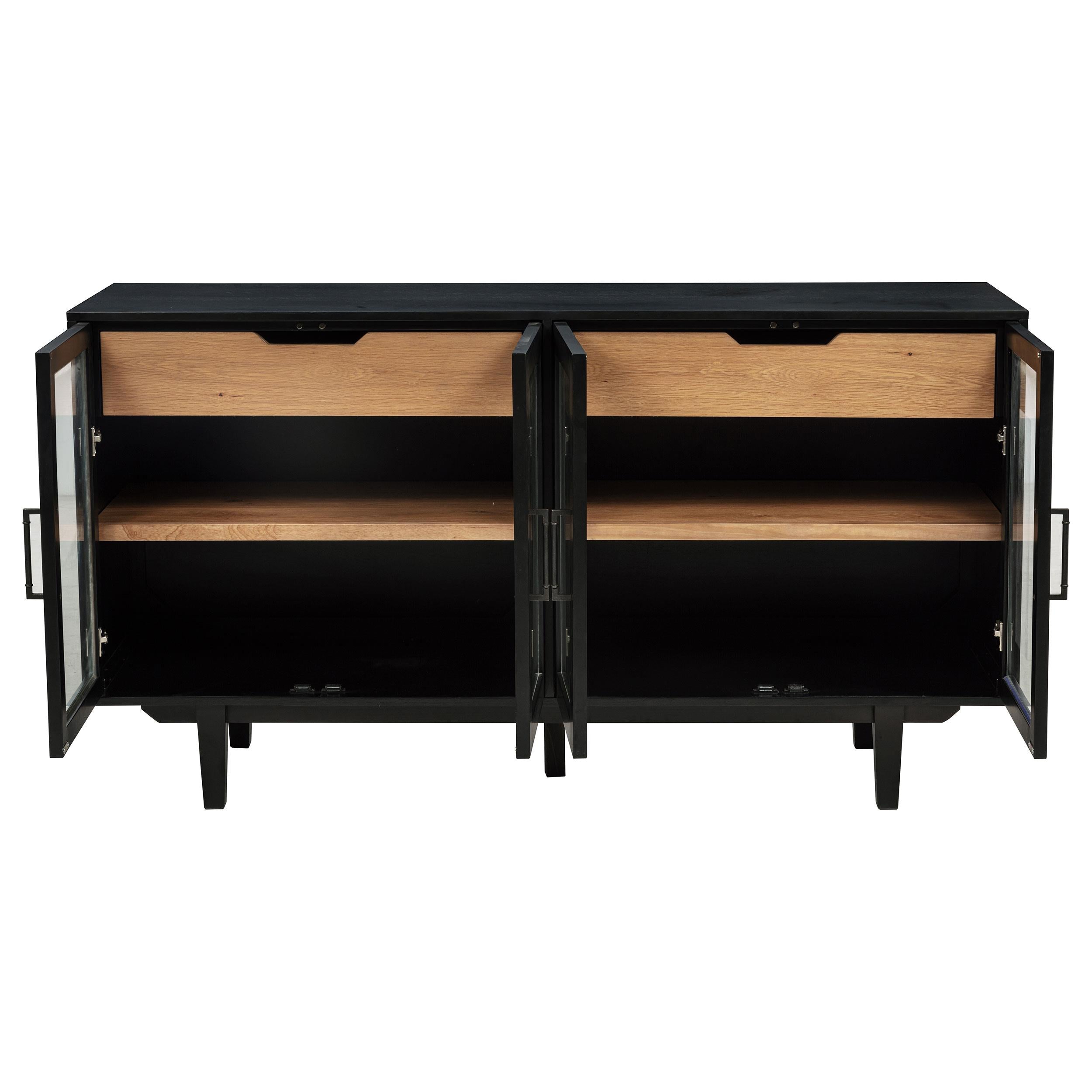 Middleton 4-door Sideboard Server with Dual Drawers Black - 108545BLK