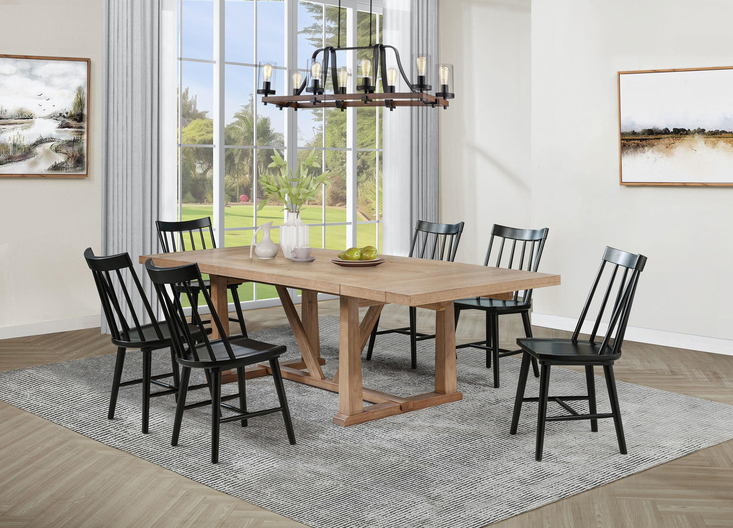 Middleton 7-piece Extension Leaf Dining Set Brown and Black - 108541-S7B