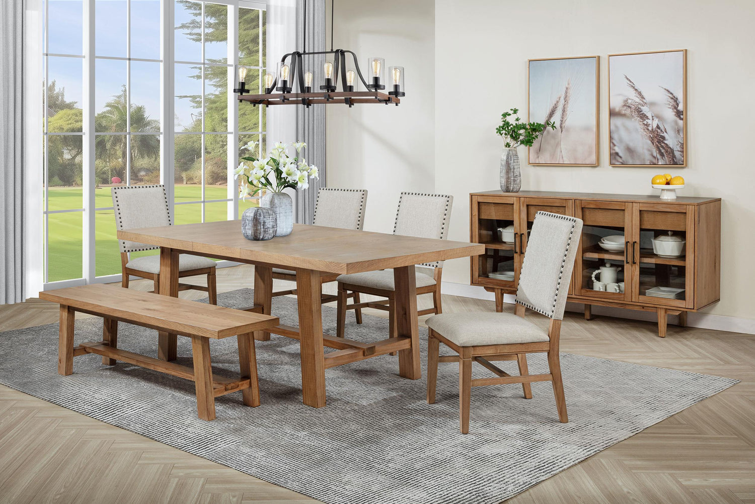 Middleton 76-inch Extension Leaf Dining Table Natural Brown - 108540