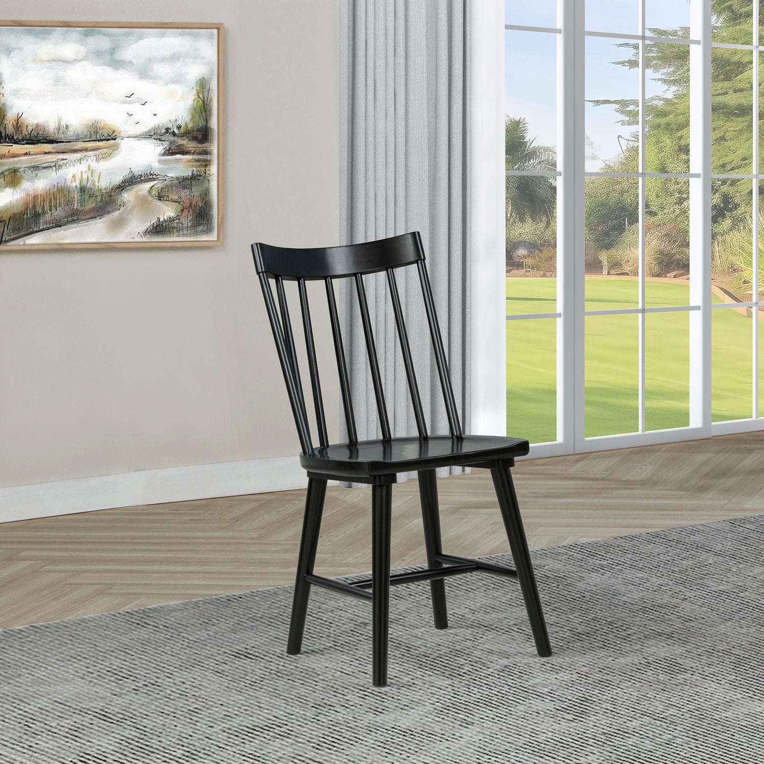 Middleton Solid Wood Dining Side Chair Black (Set of 2) - 108546BLK