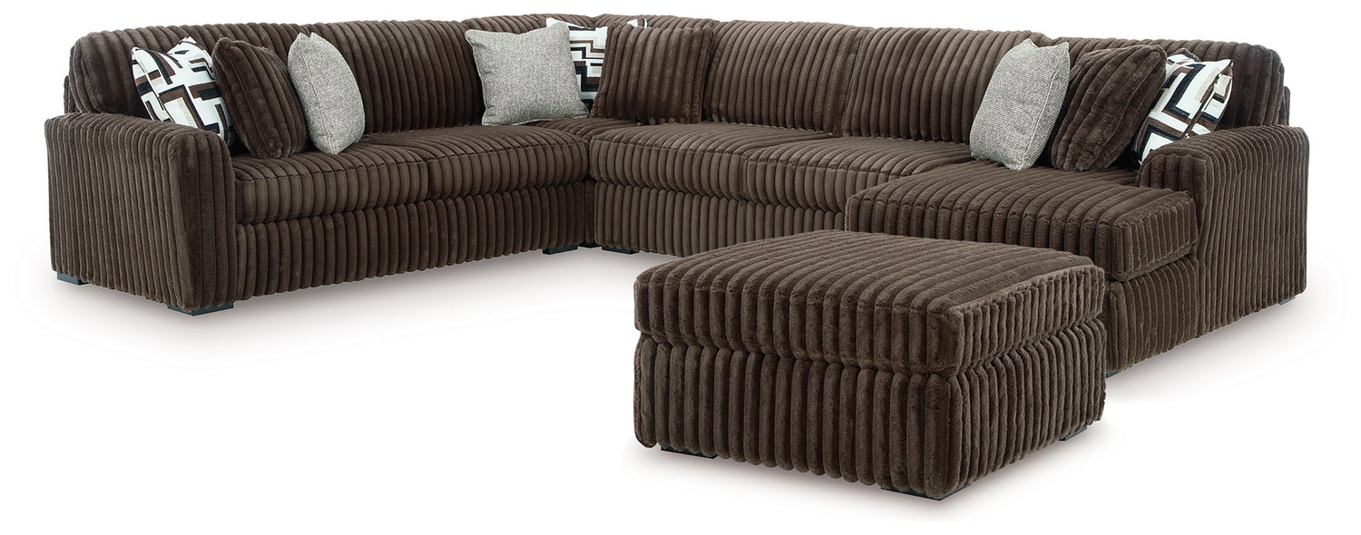 Midnight-Madness 4-Piece Sectional and Oversized Accent Ottoman - 98104U5