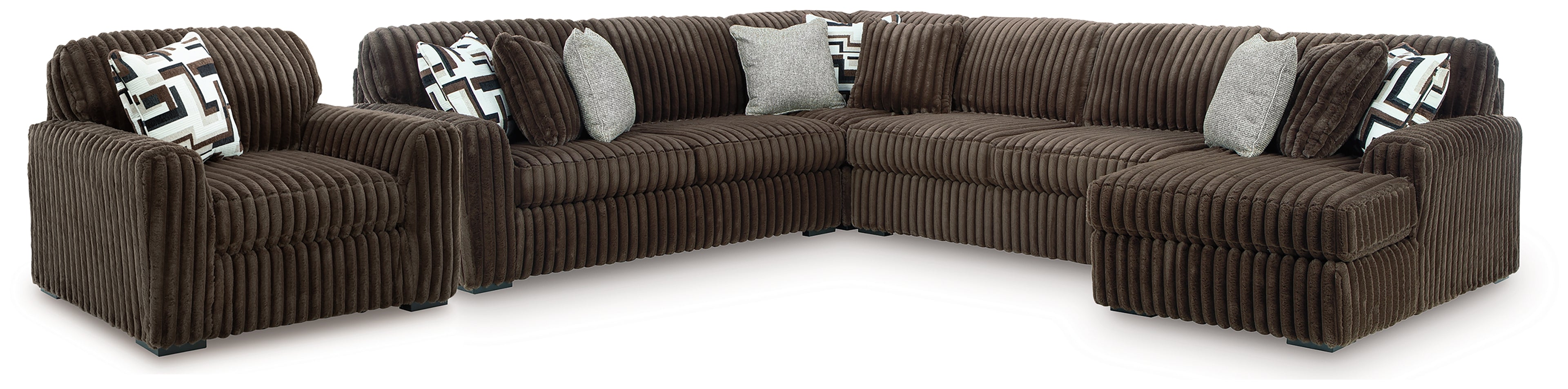 Midnight-Madness 4-Piece Sectional and Oversized Chair - 98104S27