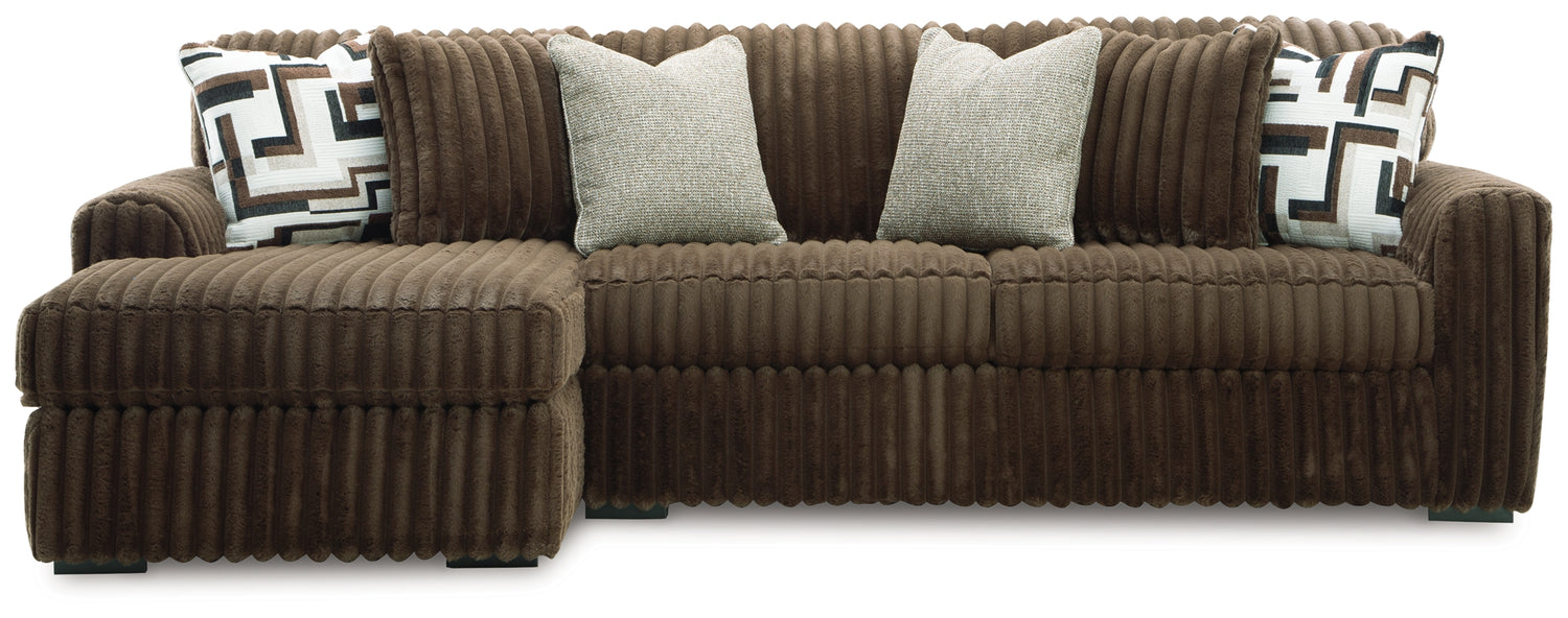 Midnight-Madness Chocolate 2-Piece Sectional Sofa with Chaise - 98104S1