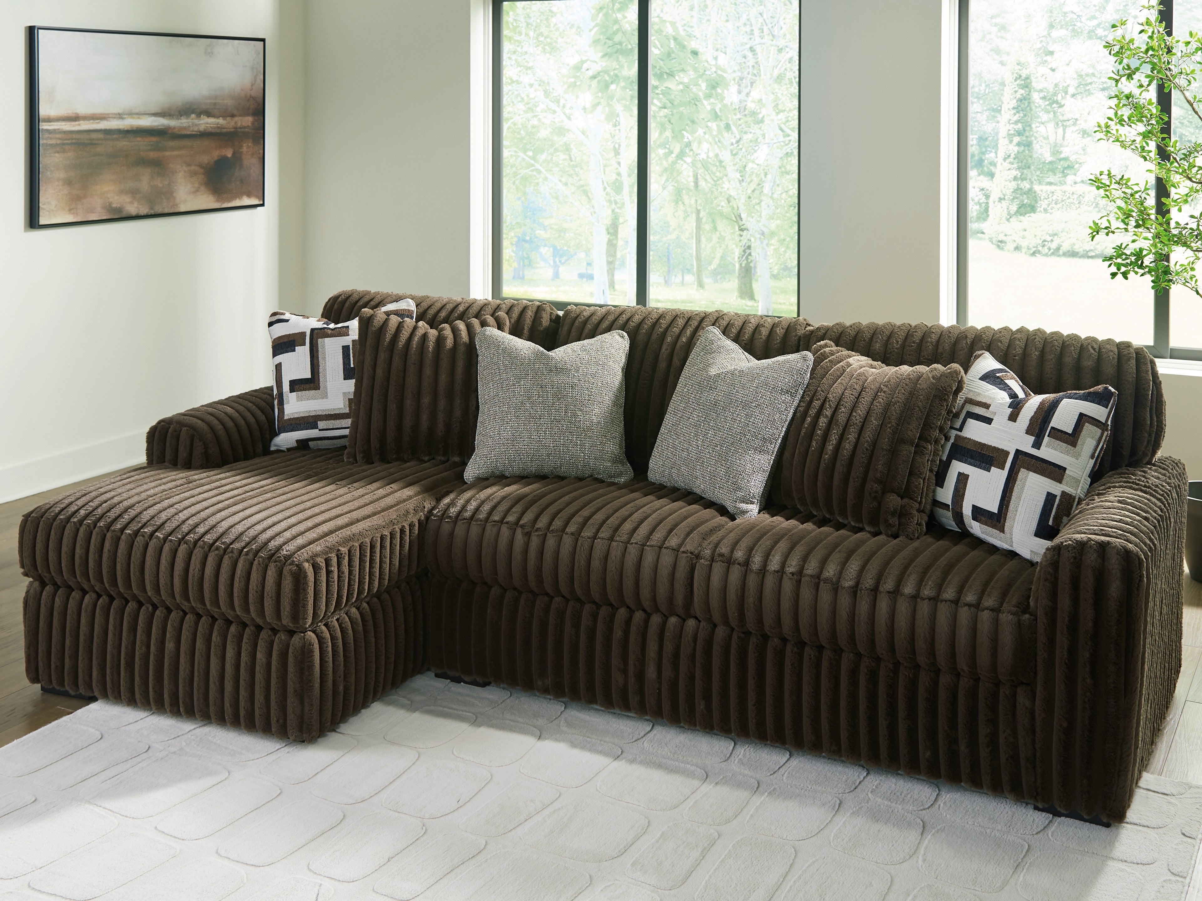 Midnight-Madness Chocolate 2-Piece Sectional Sofa with Chaise - 98104S1