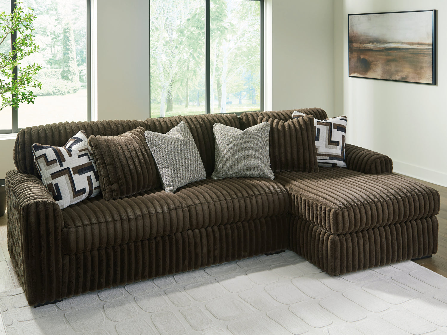 Midnight-Madness Chocolate 2-Piece Sectional Sofa with Chaise - 98104S2