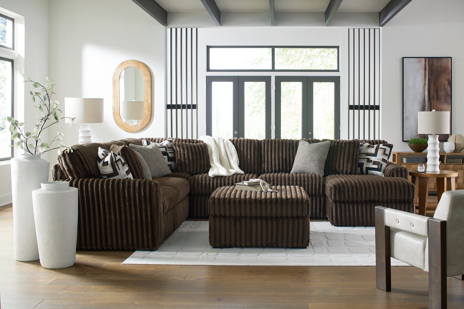 Midnight-Madness Chocolate 3-Piece Sectional with Chaise - 98104S10