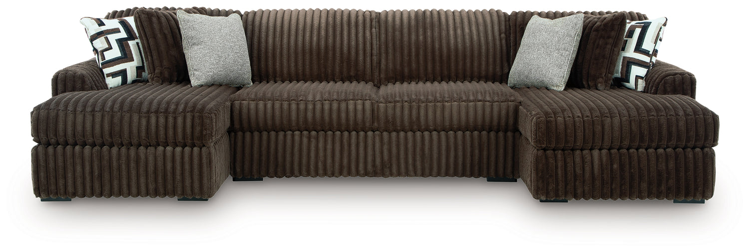 Midnight-Madness Chocolate 3-Piece Sectional with Chaise - 98104S5