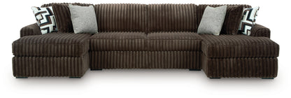 Midnight-Madness Chocolate 3-Piece Sectional with Chaise - 98104S5