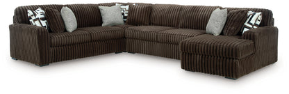 Midnight-Madness Chocolate 4-Piece Sectional with Chaise - 98104S3