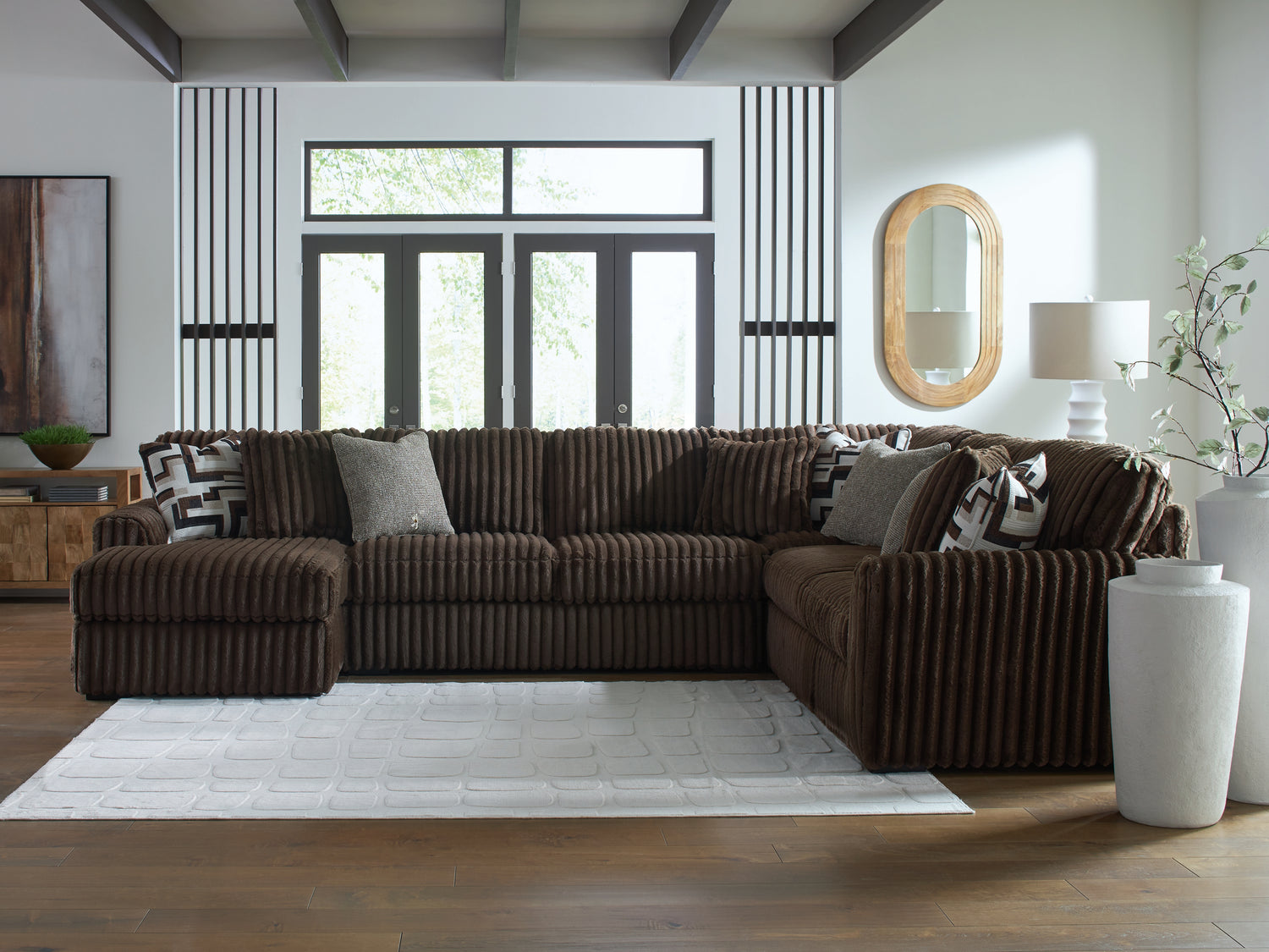 Midnight-Madness Chocolate 4-Piece Sectional with Chaise - 98104S4